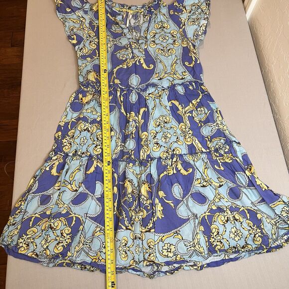 ANTHROPOLOGIE Dress Womens XXS Tiered Short Sleeve Flowy Nautical - Picture 5 of 10